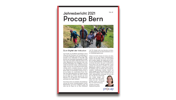 Cover des Jahresberichts von Procap Bern 2021