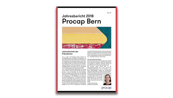 Titelseite des Jahresberichts 2018 von Procap Bern