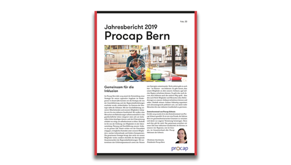 Titelseite des Jahresberichts 2019 von Procap Bern