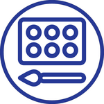Icon einer Farbpalette und eines Pinsels